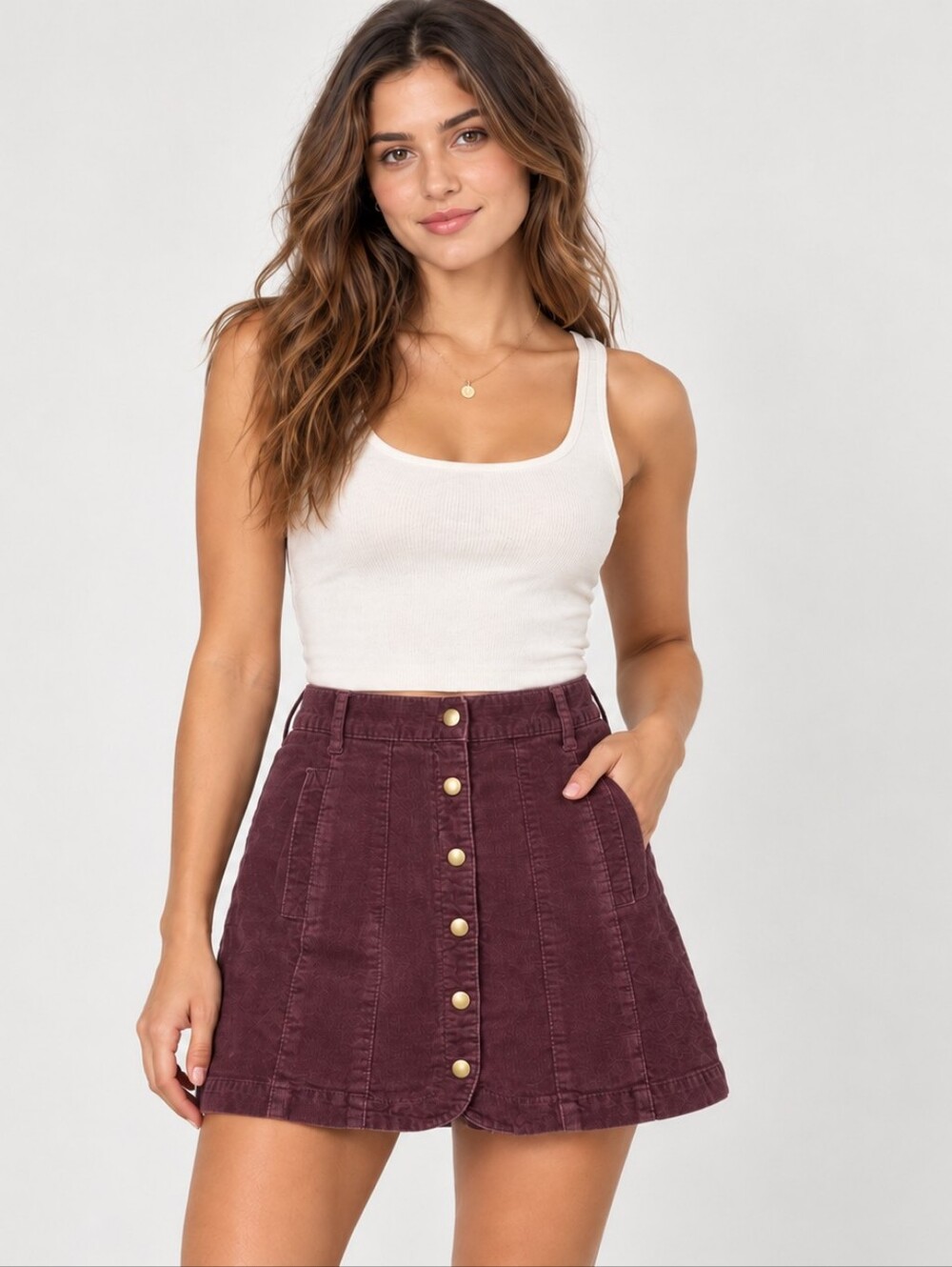 BDG | Cordury A-line mini skirt plum color size 0